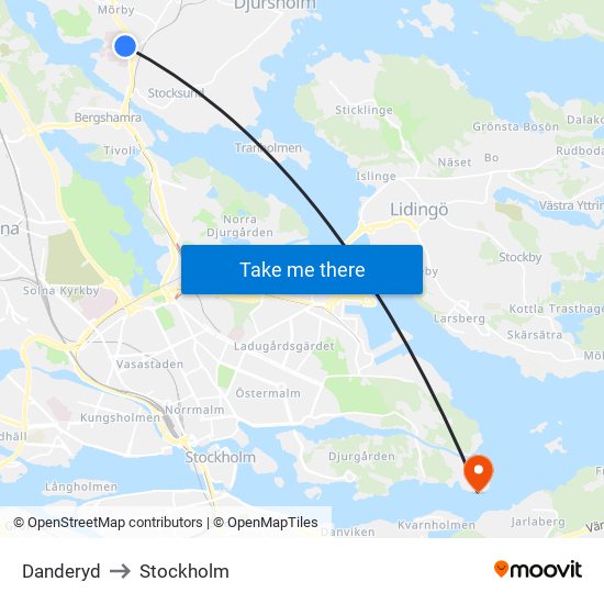 Danderyd to Stockholm map