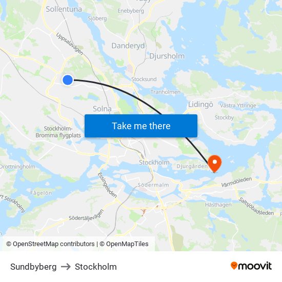 Sundbyberg to Stockholm map