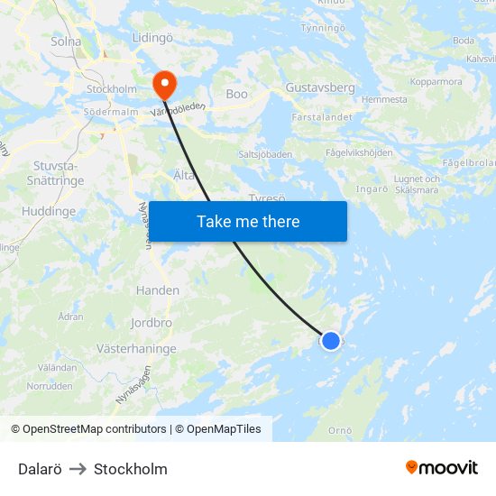 Dalarö to Stockholm map