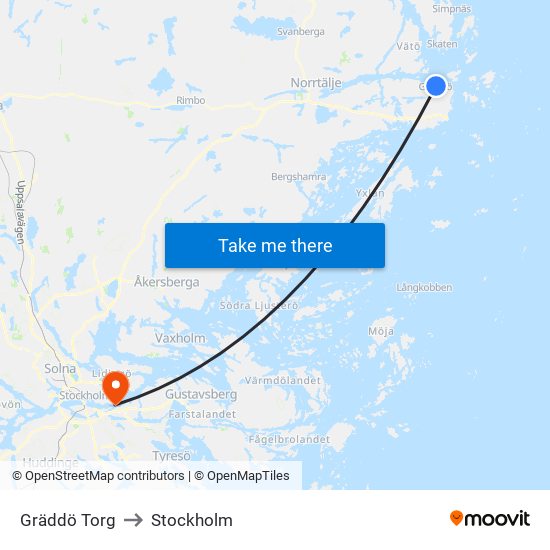 Gräddö Torg to Stockholm map