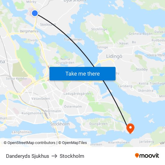 Danderyds Sjukhus to Stockholm map