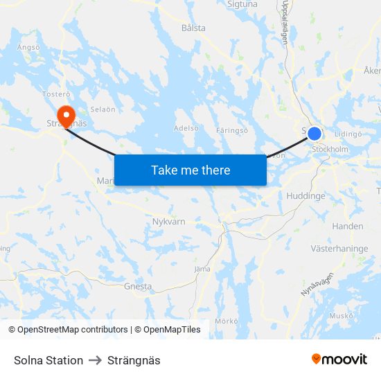 Solna Station to Strängnäs map