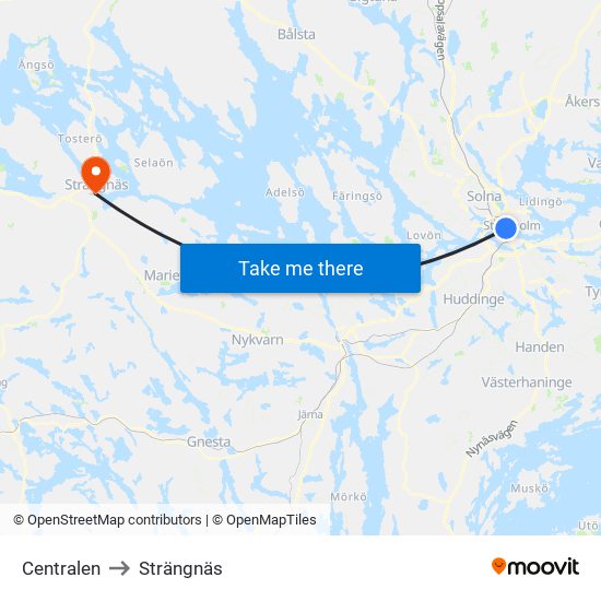 Centralen to Strängnäs map