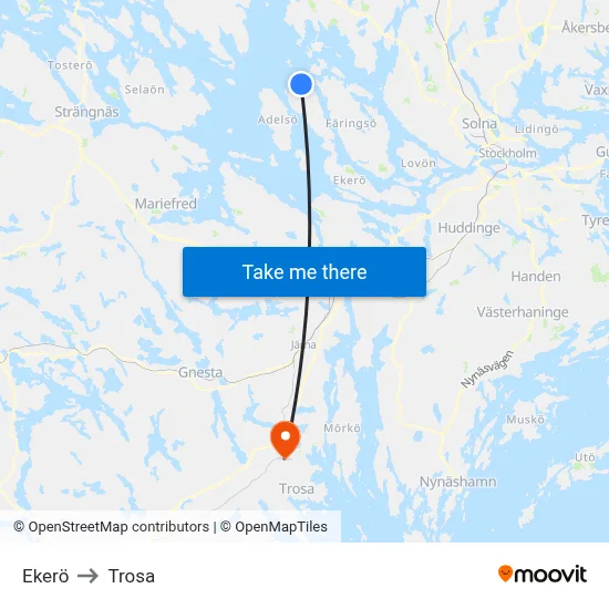 Ekerö to Trosa map