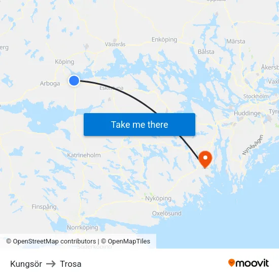 Kungsör to Trosa map