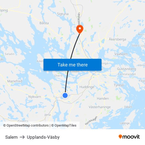 Salem to Upplands-Väsby map