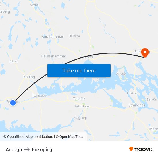 Arboga to Enköping map