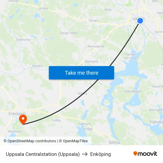 Uppsala Centralstation (Uppsala) to Enköping map