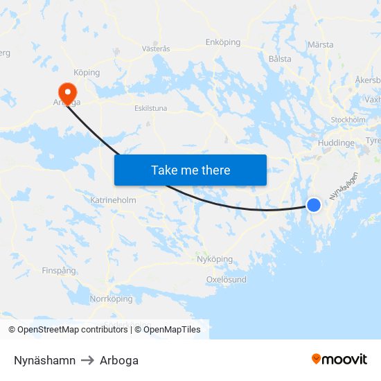 Nynäshamn to Arboga map