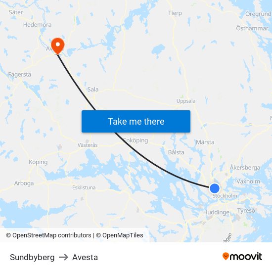 Sundbyberg to Avesta map