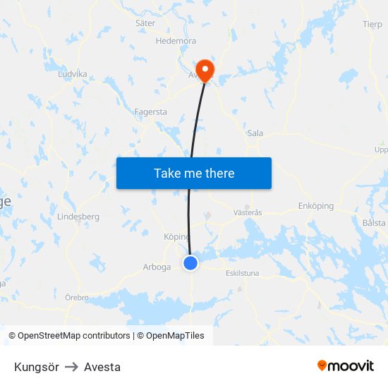 Kungsör to Avesta map