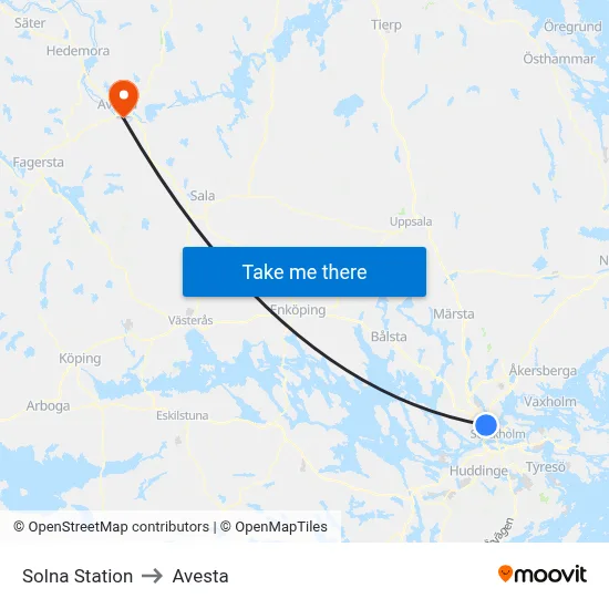 Solna Station to Avesta map