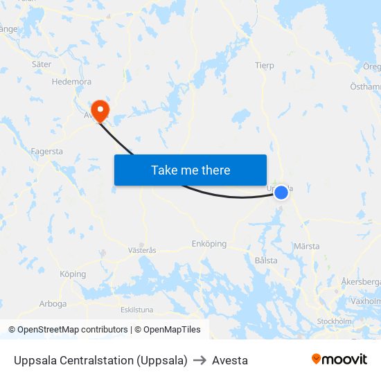 Uppsala Centralstation (Uppsala) to Avesta map