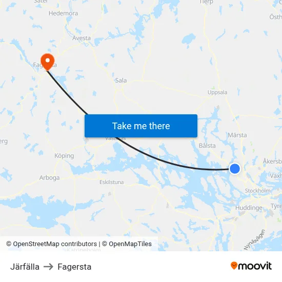 Järfälla to Fagersta map