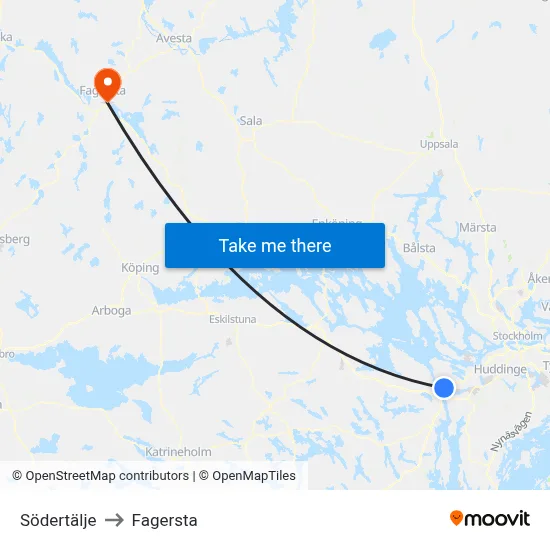 Södertälje to Fagersta map