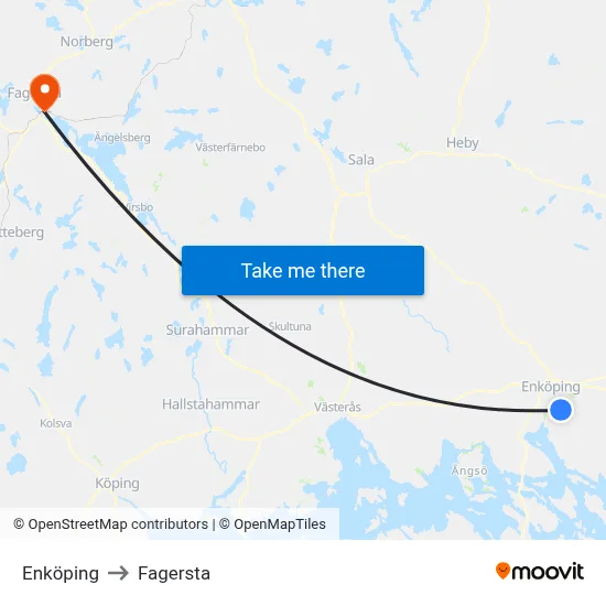 Enköping to Fagersta map