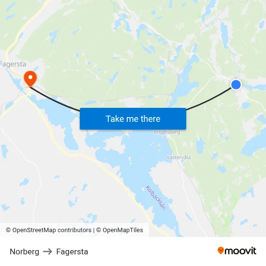 Norberg to Fagersta map