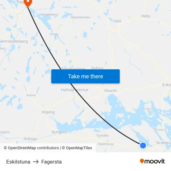 Eskilstuna to Fagersta map