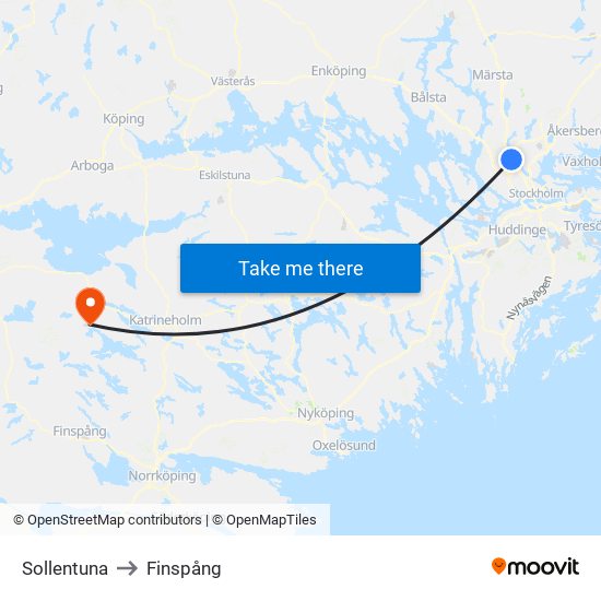 Sollentuna to Finspång map