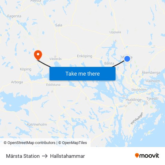 Märsta Station to Hallstahammar map