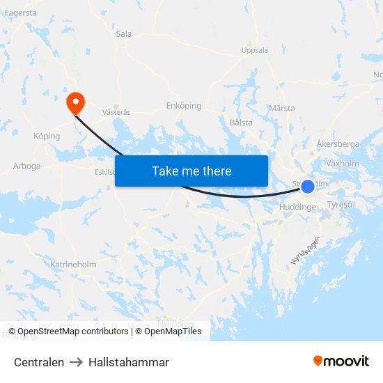 Centralen to Hallstahammar map