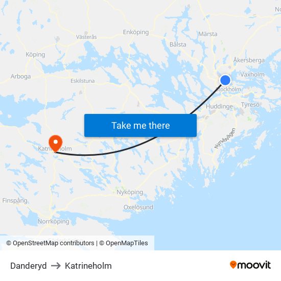 Danderyd to Katrineholm map