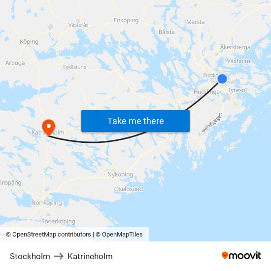 Stockholm to Katrineholm map