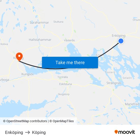 Enköping to Köping map