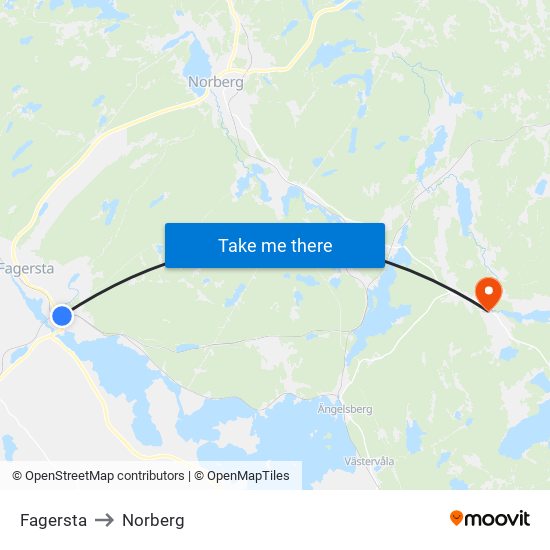 Fagersta to Norberg map