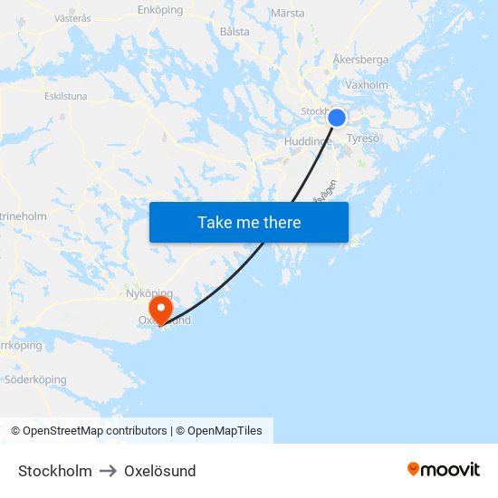 Stockholm to Oxelösund map