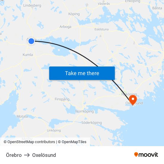 Örebro to Oxelösund map