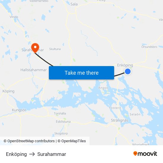 Enköping to Surahammar map