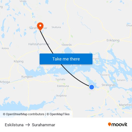 Eskilstuna to Surahammar map