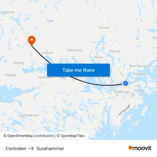 Centralen to Surahammar map