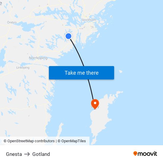 Gnesta to Gotland map