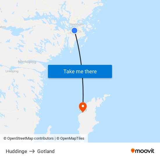 Huddinge to Gotland map