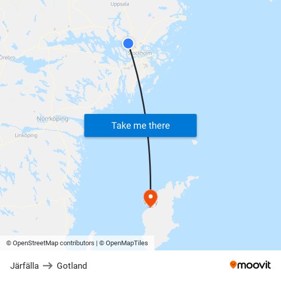 Järfälla to Gotland map