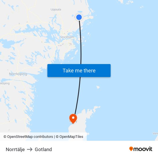 Norrtälje to Gotland map