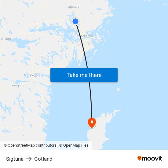 Sigtuna to Gotland map