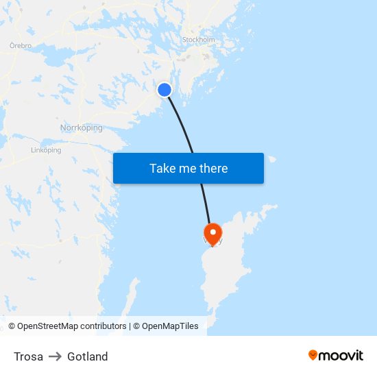 Trosa to Gotland map