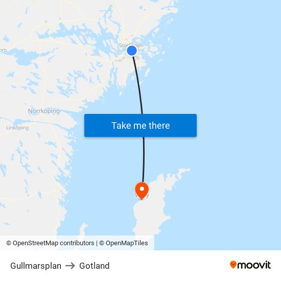Gullmarsplan to Gotland map