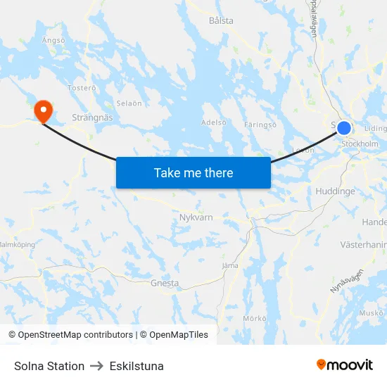 Solna Station to Eskilstuna map