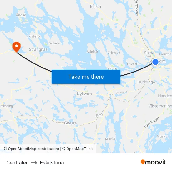 Centralen to Eskilstuna map