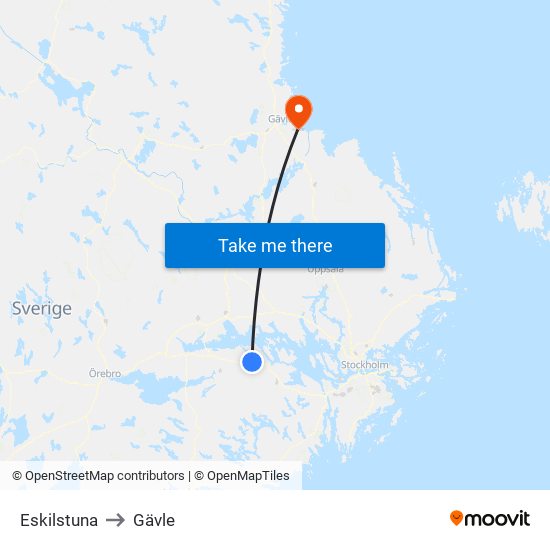 Eskilstuna to Gävle map