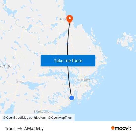 Trosa to Älvkarleby map