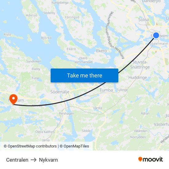 Centralen to Nykvarn map