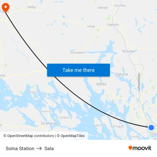 Solna Station to Sala map