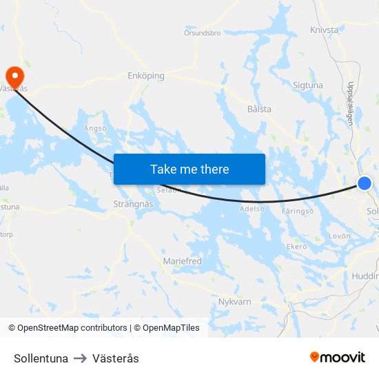 Sollentuna to Västerås map