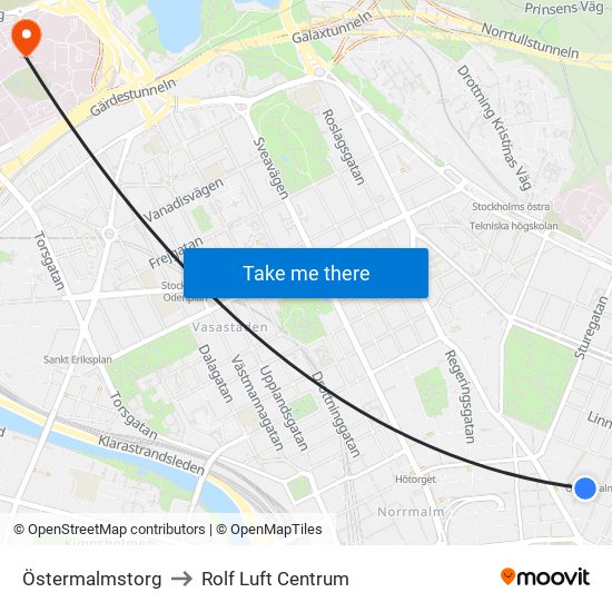 Östermalmstorg to Rolf Luft Centrum map