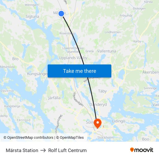 Märsta Station to Rolf Luft Centrum map